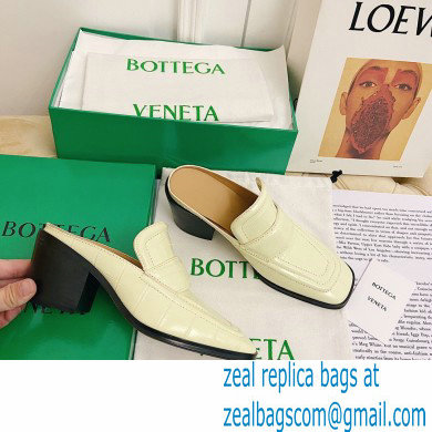 Bottega Veneta Crocodile Print Calf Leather Mules Beige 2021