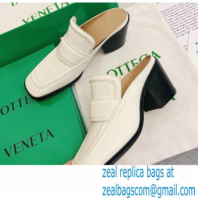 Bottega Veneta Crocodile Print Calf Leather Mules White 2021