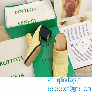 Bottega Veneta Crocodile Print Calf Leather Mules Yellow 2021