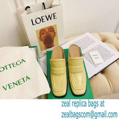 Bottega Veneta Crocodile Print Calf Leather Mules Yellow 2021
