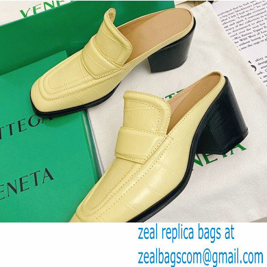 Bottega Veneta Crocodile Print Calf Leather Mules Yellow 2021 - Click Image to Close