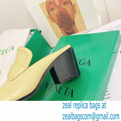 Bottega Veneta Crocodile Print Calf Leather Mules Yellow 2021