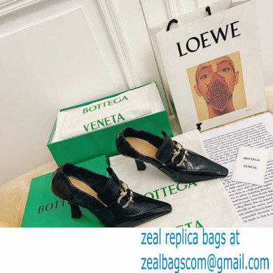 Bottega Veneta Heel 8.5cm THE MADAME Horsebit Pumps in Crush Nappa Black 2021 - Click Image to Close