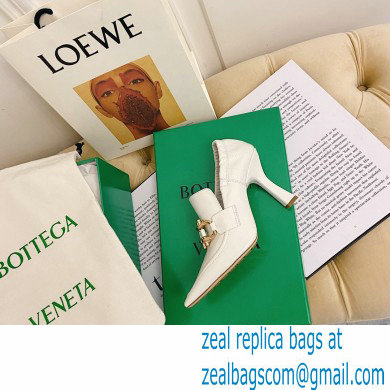 Bottega Veneta Heel 8.5cm THE MADAME Horsebit Pumps in Crush Nappa White 2021