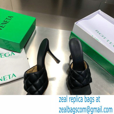 Bottega Veneta Heel 8cm Square Sole Quilted Padded Mules Sandals Black 2021 - Click Image to Close