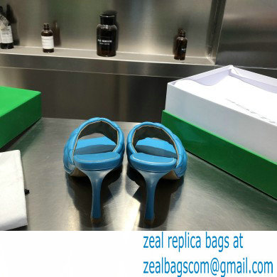 Bottega Veneta Heel 8cm Square Sole Quilted Padded Mules Sandals Blue 2021