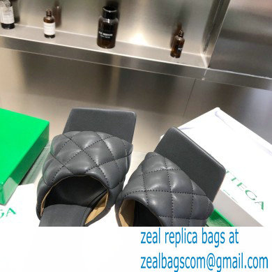 Bottega Veneta Heel 8cm Square Sole Quilted Padded Mules Sandals Dark Gray 2021