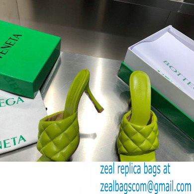 Bottega Veneta Heel 8cm Square Sole Quilted Padded Mules Sandals Kiwi Green 2021
