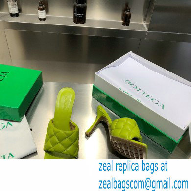 Bottega Veneta Heel 8cm Square Sole Quilted Padded Mules Sandals Kiwi Green 2021