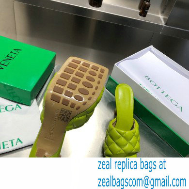 Bottega Veneta Heel 8cm Square Sole Quilted Padded Mules Sandals Kiwi Green 2021 - Click Image to Close