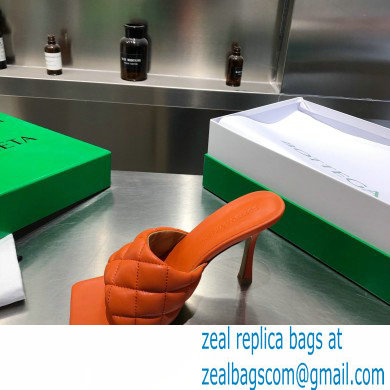 Bottega Veneta Heel 8cm Square Sole Quilted Padded Mules Sandals Orange 2021 - Click Image to Close