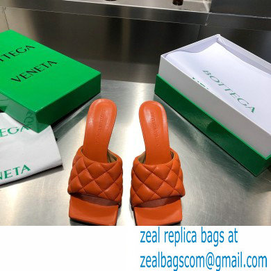 Bottega Veneta Heel 8cm Square Sole Quilted Padded Mules Sandals Orange 2021