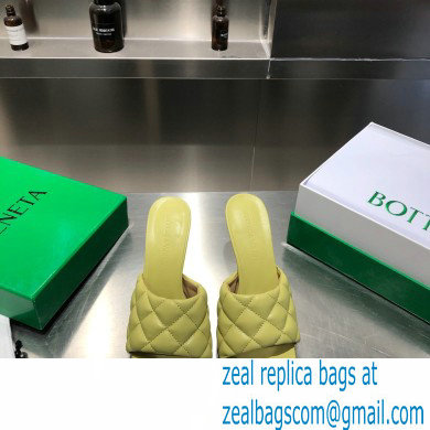 Bottega Veneta Heel 8cm Square Sole Quilted Padded Mules Sandals Pear Green 2021