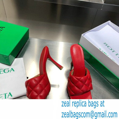 Bottega Veneta Heel 8cm Square Sole Quilted Padded Mules Sandals Red 2021 - Click Image to Close