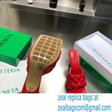 Bottega Veneta Heel 8cm Square Sole Quilted Padded Mules Sandals Red 2021