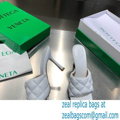 Bottega Veneta Heel 8cm Square Sole Quilted Padded Mules Sandals White 2021