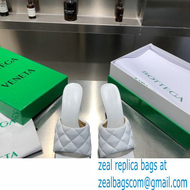 Bottega Veneta Heel 8cm Square Sole Quilted Padded Mules Sandals White 2021 - Click Image to Close