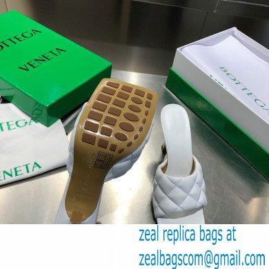 Bottega Veneta Heel 8cm Square Sole Quilted Padded Mules Sandals White 2021 - Click Image to Close