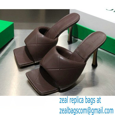 Bottega Veneta Heel 9cm Square Sole Quilted The Rubber Lido Mules Sandals Coffee 2021