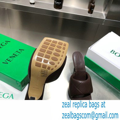 Bottega Veneta Heel 9cm Square Sole Quilted The Rubber Lido Mules Sandals Coffee 2021 - Click Image to Close