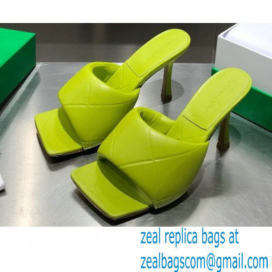 Bottega Veneta Heel 9cm Square Sole Quilted The Rubber Lido Mules Sandals Kiwi Green 2021