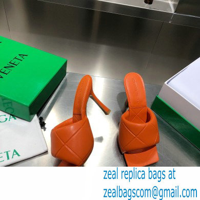 Bottega Veneta Heel 9cm Square Sole Quilted The Rubber Lido Mules Sandals Orange 2021 - Click Image to Close