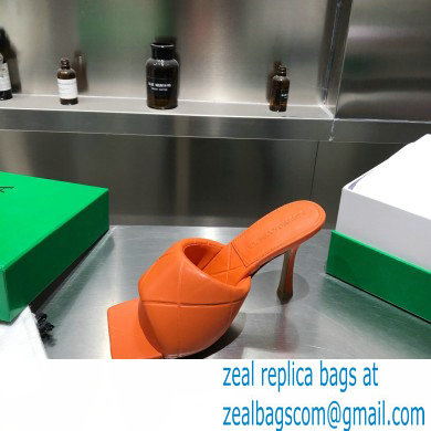 Bottega Veneta Heel 9cm Square Sole Quilted The Rubber Lido Mules Sandals Orange 2021