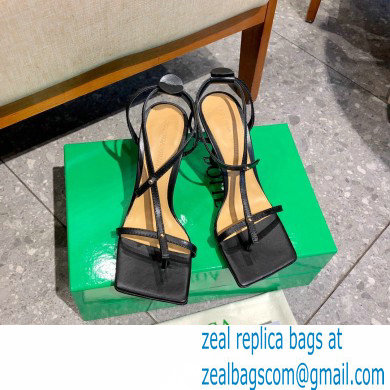 Bottega Veneta Heel 9cm Square Sole Skinny Straps Stretch Sandals Black 2021