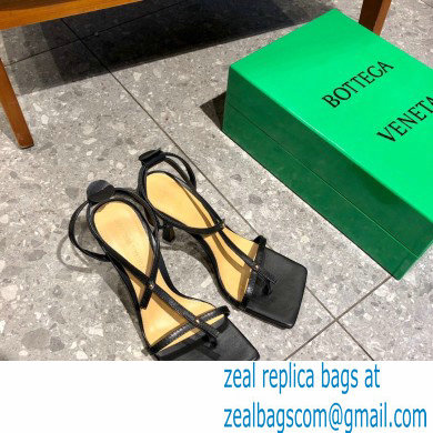 Bottega Veneta Heel 9cm Square Sole Skinny Straps Stretch Sandals Black 2021 - Click Image to Close