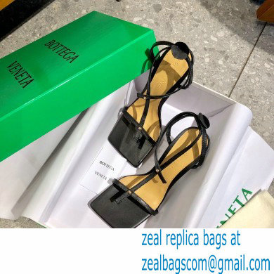 Bottega Veneta Heel 9cm Square Sole Skinny Straps Stretch Sandals Black 2021 - Click Image to Close