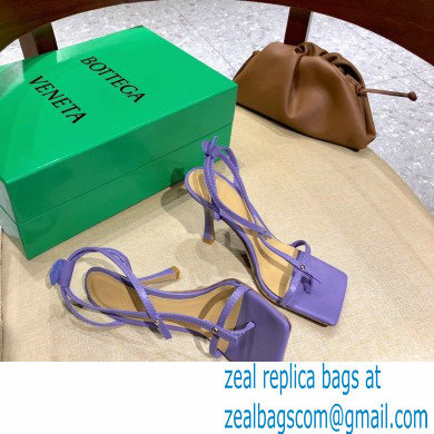 Bottega Veneta Heel 9cm Square Sole Skinny Straps Stretch Sandals Lavender 2021 - Click Image to Close