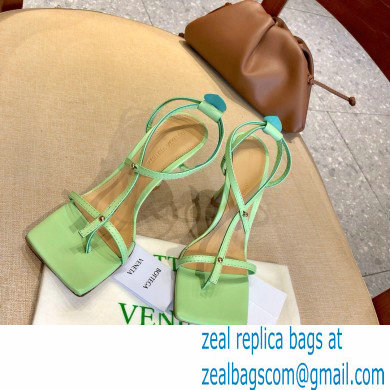 Bottega Veneta Heel 9cm Square Sole Skinny Straps Stretch Sandals Light Green 2021