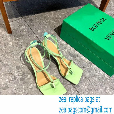 Bottega Veneta Heel 9cm Square Sole Skinny Straps Stretch Sandals Light Green 2021 - Click Image to Close