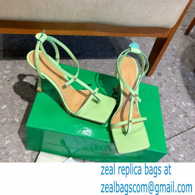 Bottega Veneta Heel 9cm Square Sole Skinny Straps Stretch Sandals Light Green 2021 - Click Image to Close