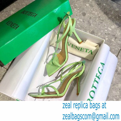 Bottega Veneta Heel 9cm Square Sole Skinny Straps Stretch Sandals Light Green 2021