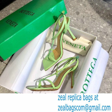 Bottega Veneta Heel 9cm Square Sole Skinny Straps Stretch Sandals Light Green 2021 - Click Image to Close