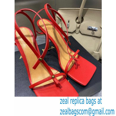 Bottega Veneta Heel 9cm Square Sole Skinny Straps Stretch Sandals Red 2021