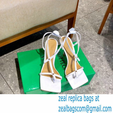 Bottega Veneta Heel 9cm Square Sole Skinny Straps Stretch Sandals White 2021