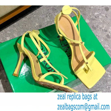 Bottega Veneta Heel 9cm Square Sole Skinny Straps Stretch Sandals Yellow 2021 - Click Image to Close