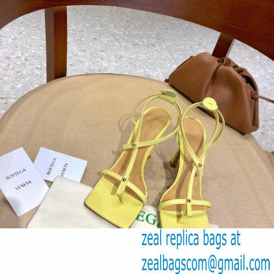 Bottega Veneta Heel 9cm Square Sole Skinny Straps Stretch Sandals Yellow 2021