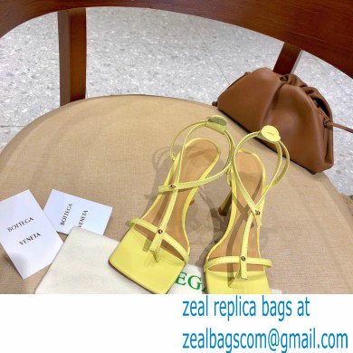 Bottega Veneta Heel 9cm Square Sole Skinny Straps Stretch Sandals Yellow 2021 - Click Image to Close