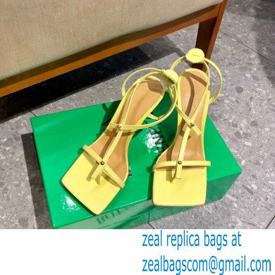 Bottega Veneta Heel 9cm Square Sole Skinny Straps Stretch Sandals Yellow 2021 - Click Image to Close