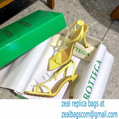 Bottega Veneta Heel 9cm Square Sole Skinny Straps Stretch Sandals Yellow 2021 - Click Image to Close