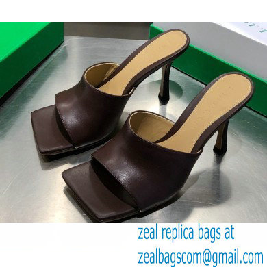 Bottega Veneta Heel 9cm Square Sole Stretch Mules Sandals Coffee 2021