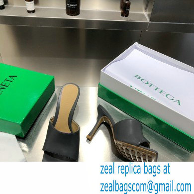 Bottega Veneta Heel 9cm Square Sole Stretch Mules Sandals Dark Gray 2021 - Click Image to Close