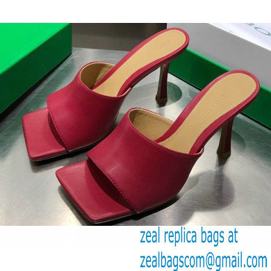 Bottega Veneta Heel 9cm Square Sole Stretch Mules Sandals Dark Red 2021 - Click Image to Close