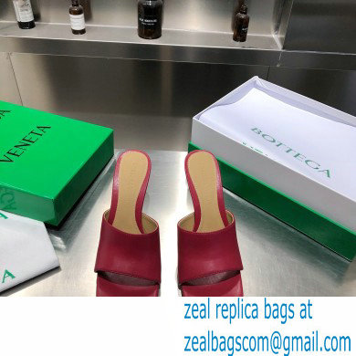 Bottega Veneta Heel 9cm Square Sole Stretch Mules Sandals Dark Red 2021