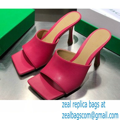 Bottega Veneta Heel 9cm Square Sole Stretch Mules Sandals Fuchsia 2021
