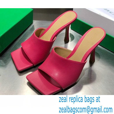 Bottega Veneta Heel 9cm Square Sole Stretch Mules Sandals Fuchsia 2021 - Click Image to Close