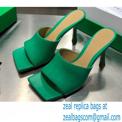 Bottega Veneta Heel 9cm Square Sole Stretch Mules Sandals Green 2021 - Click Image to Close